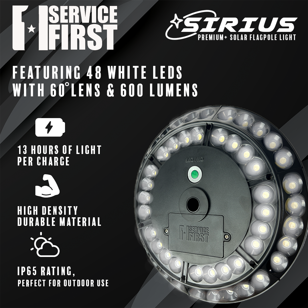 Sirius Solar Power Flagpole Light