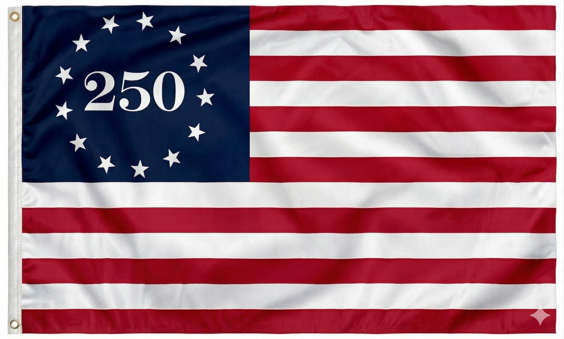 250 Anniversary 4x6 Sewn &amp; Embroidered Flag