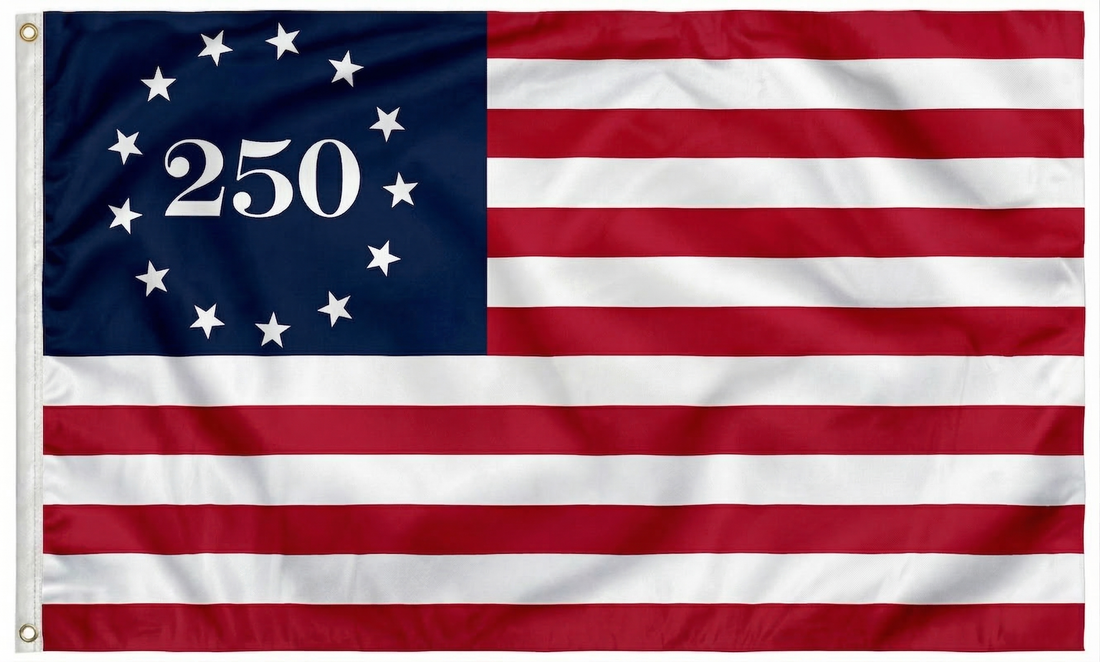 250 Anniversary 4x6 Sewn &amp; Embroidered Flag