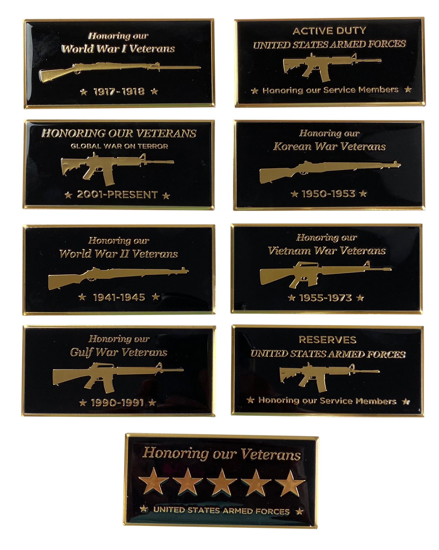 Memorial Flagpole Plaques Gold/Black