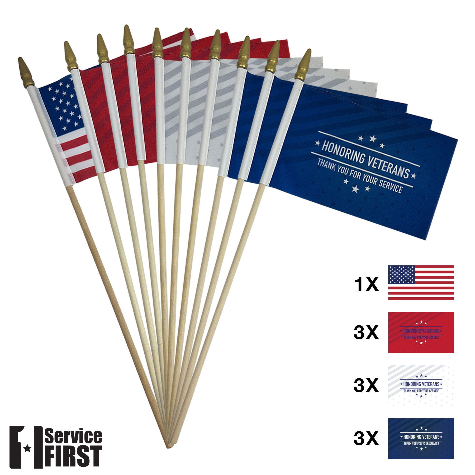 18&quot; USA, Veteran Flag 10 pack