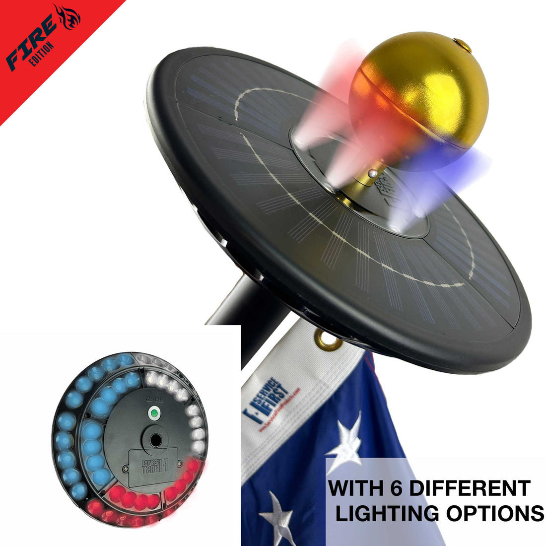Sirius FIRE Solar Power Flagpole Light
