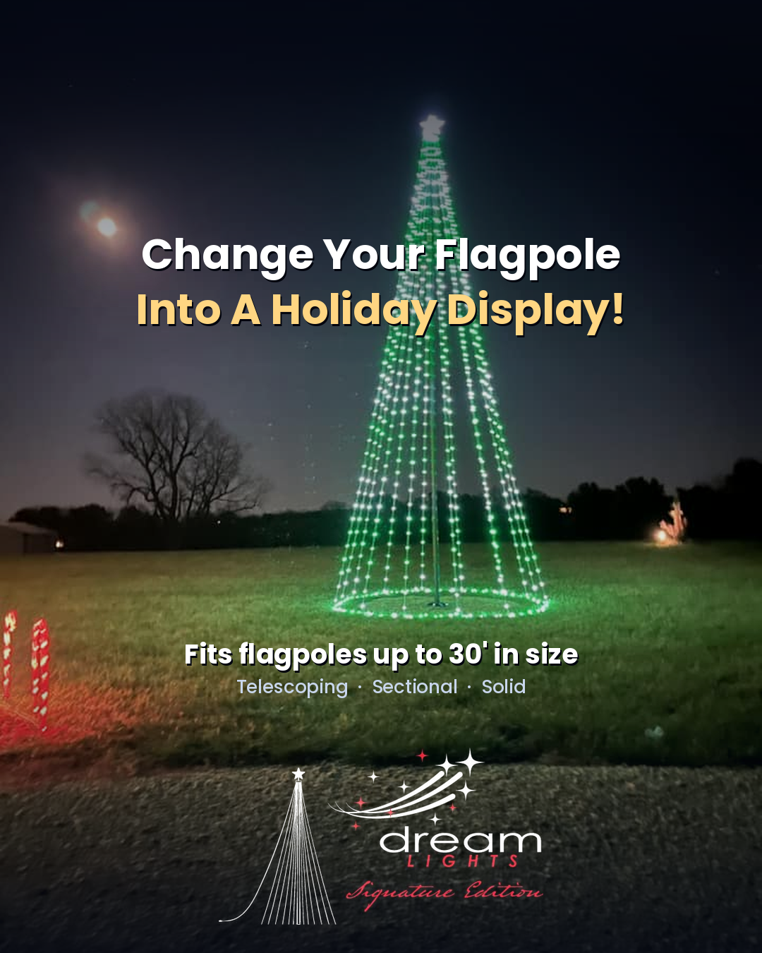 **NEW** 2026 Service First Dream Flagpole Christmas Tree Lights Signature Ed.