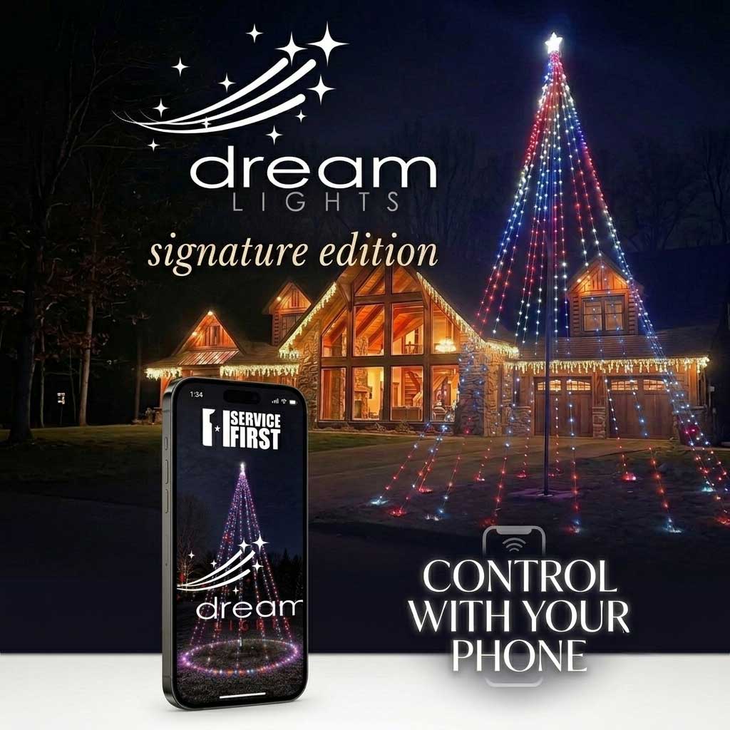**NEW** 2026 Service First Dream Flagpole Christmas Tree Lights Signature Ed.