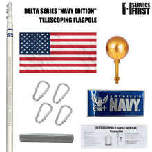 Load image into Gallery viewer, 25&#39; Delta TELESCOPING Flagpole NAVY Edition (Silver)
