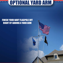 Load image into Gallery viewer, BUNDLE 25&#39; Delta TELESCOPING Flagpole NAVY Edition (Silver) (Pole, Light &amp; Flash Collar)
